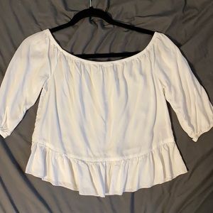 3/4 length sleeve cropped white blouse